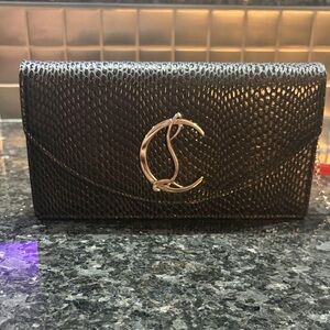 Christian Louboutin Black Clutch with Silver Logo